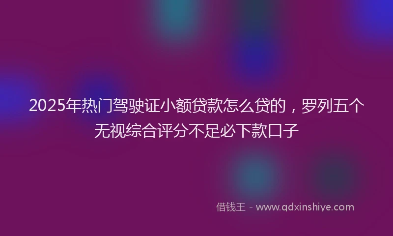 2025年热门驾驶证小额贷款怎么贷的，罗列五个无视综合评分不足必下款口子