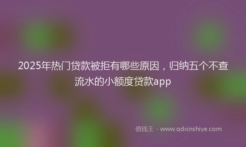 2025年热门贷款被拒有哪些原因，归纳五个不查流水的小额度贷款app