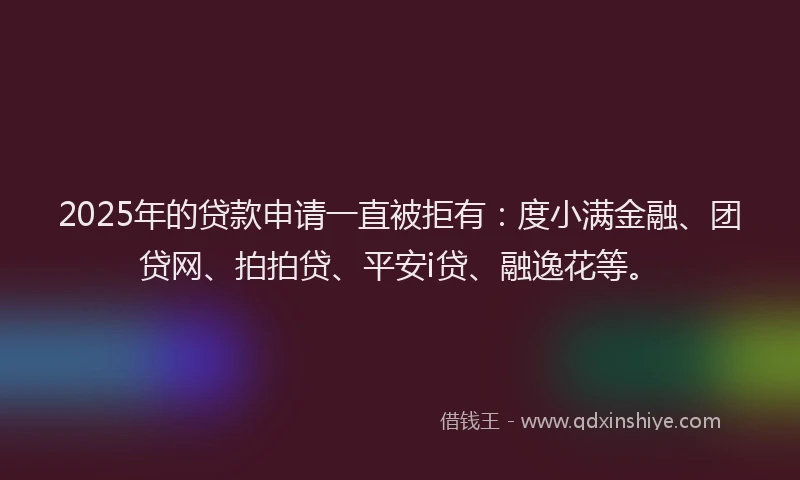 2025年的贷款申请一直被拒有：度小满金融、团贷网、拍拍贷、平安i贷、融逸花等。