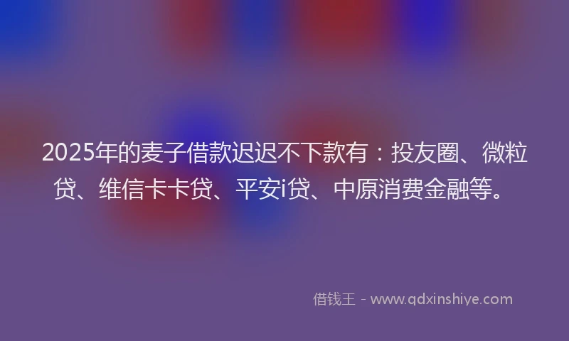 2025年的麦子借款迟迟不下款有：投友圈、微粒贷、维信卡卡贷、平安i贷、中原消费金融等。