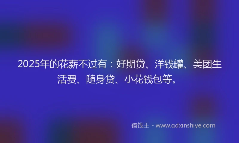 2025年的花薪不过有：好期贷、洋钱罐、美团生活费、随身贷、小花钱包等。