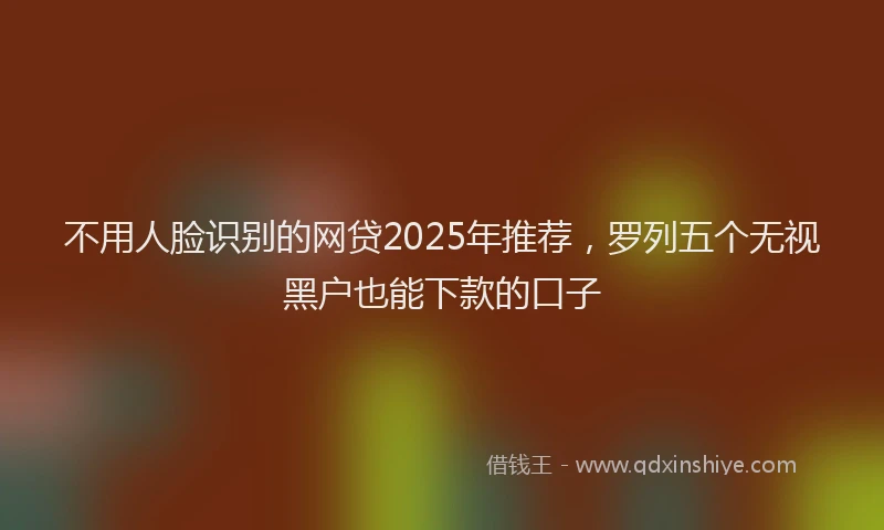 不用人脸识别的网贷2025年推荐，罗列五个无视黑户也能下款的口子