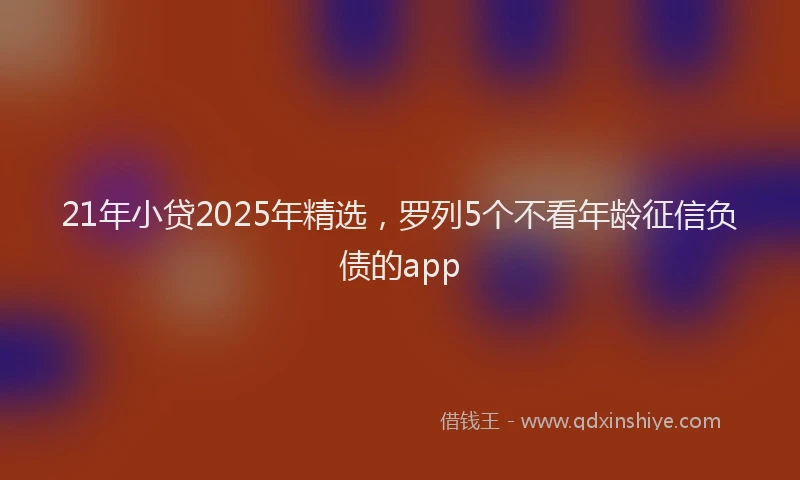 21年小贷2025年精选，罗列5个不看年龄征信负债的app