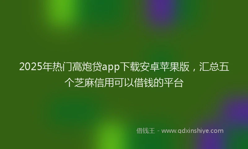 2025年热门高炮贷app下载安卓苹果版，汇总五个芝麻信用可以借钱的平台