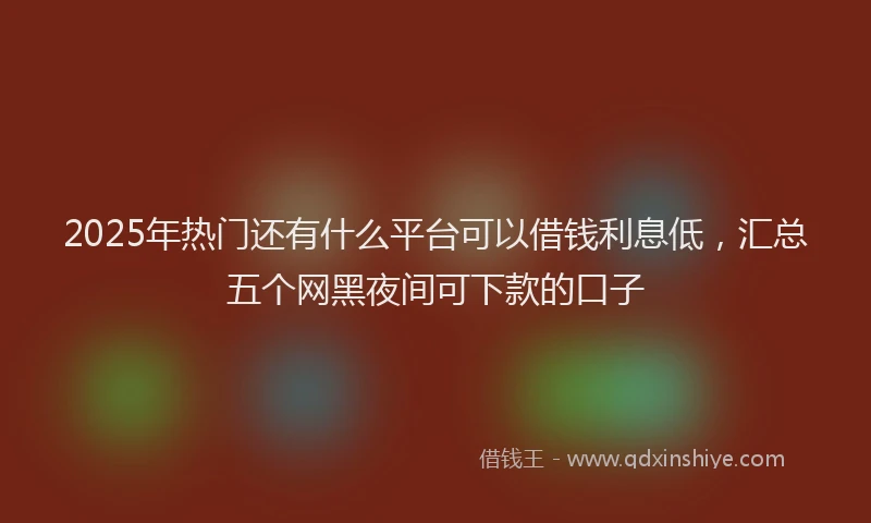 2025年热门还有什么平台可以借钱利息低，汇总五个网黑夜间可下款的口子