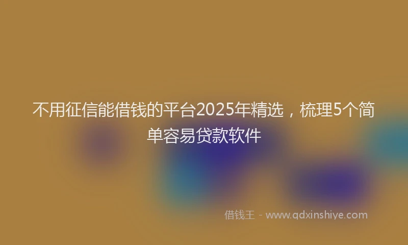 不用征信能借钱的平台2025年精选，梳理5个简单容易贷款软件