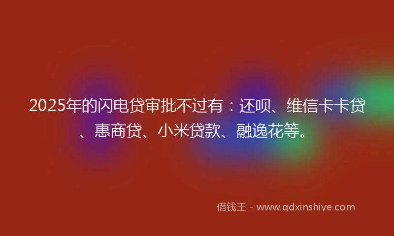 2025年的闪电贷审批不过有：还呗、维信卡卡贷、惠商贷、小米贷款、融逸花等。