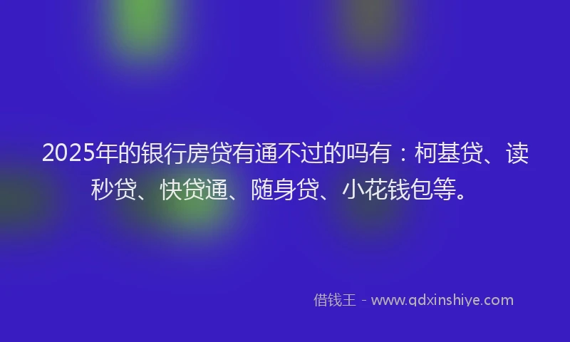 2025年的银行房贷有通不过的吗有：柯基贷、读秒贷、快贷通、随身贷、小花钱包等。