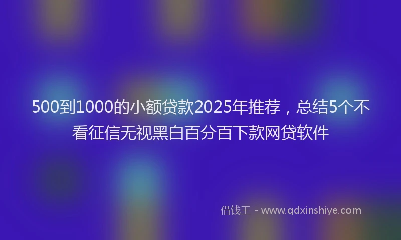 500到1000的小额贷款2025年推荐，总结5个不看征信无视黑白百分百下款网贷软件