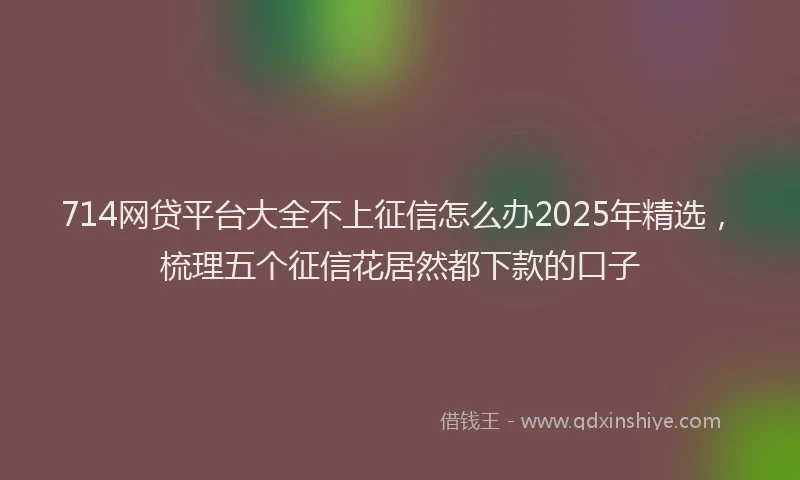 714网贷平台大全不上征信怎么办2025年精选，梳理五个征信花居然都下款的口子