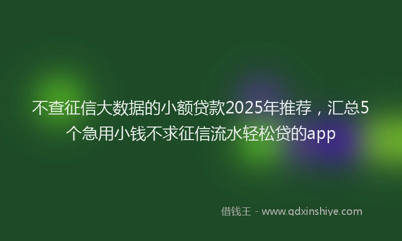 不查征信大数据的小额贷款2025年推荐，汇总5个急用小钱不求征信流水轻松贷的app