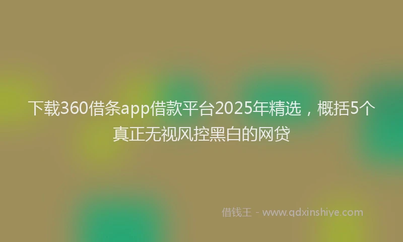 下载360借条app借款平台2025年精选，概括5个真正无视风控黑白的网贷