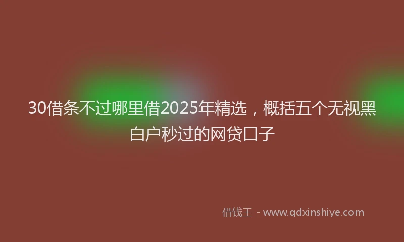 30借条不过哪里借2025年精选，概括五个无视黑白户秒过的网贷口子