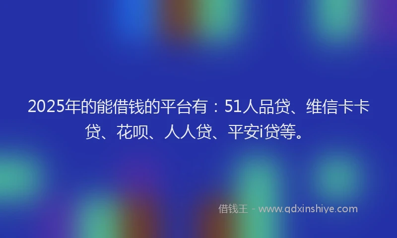 2025年的能借钱的平台有：51人品贷、维信卡卡贷、花呗、人人贷、平安i贷等。