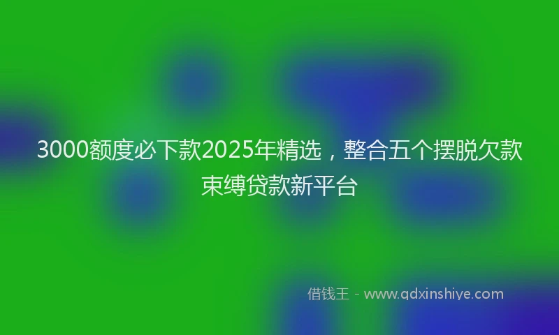 3000额度必下款2025年精选，整合五个摆脱欠款束缚贷款新平台