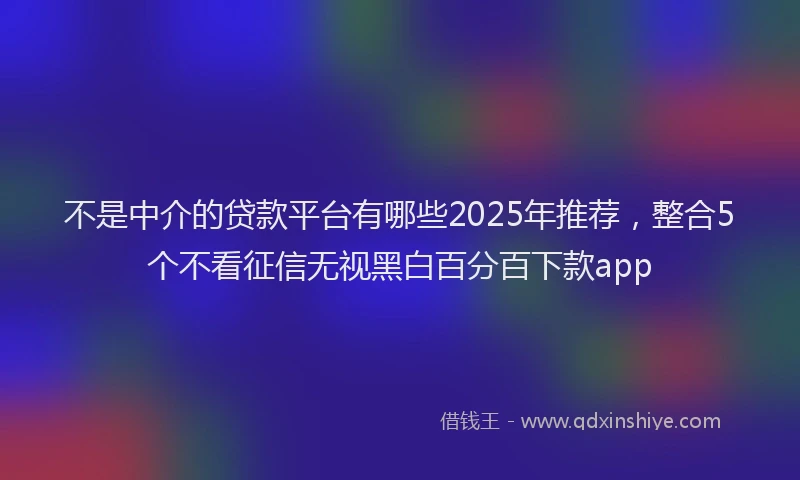 不是中介的贷款平台有哪些2025年推荐，整合5个不看征信无视黑白百分百下款app