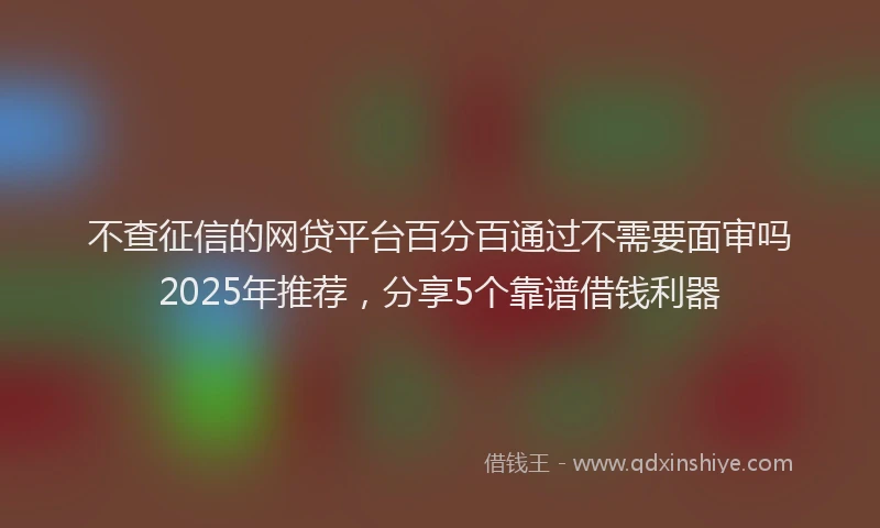 不查征信的网贷平台百分百通过不需要面审吗2025年推荐，分享5个靠谱借钱利器