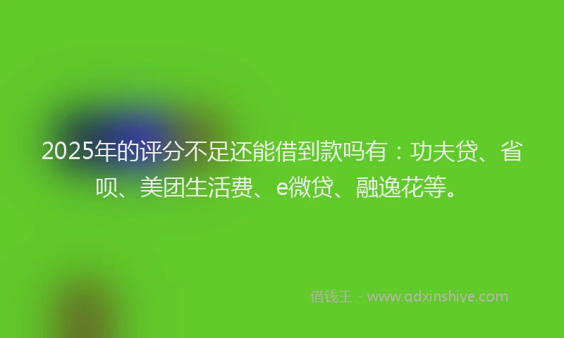 2025年的评分不足还能借到款吗有：功夫贷、省呗、美团生活费、e微贷、融逸花等。