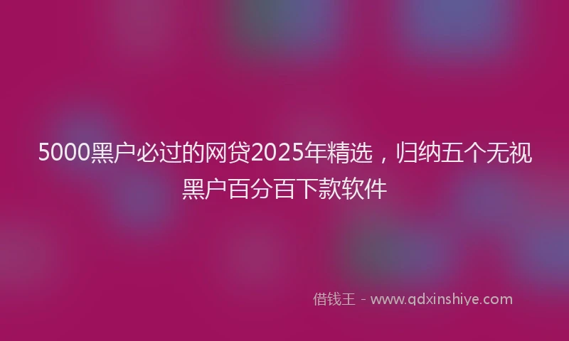 5000黑户必过的网贷2025年精选，归纳五个无视黑户百分百下款软件