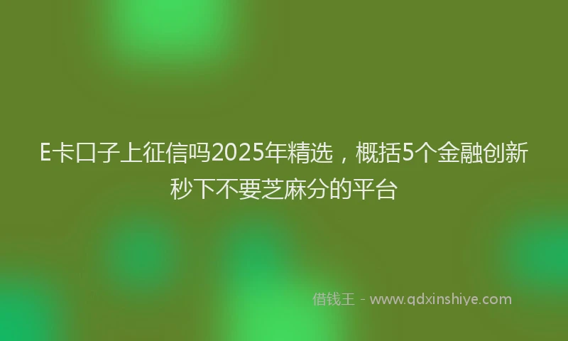 E卡口子上征信吗2025年精选，概括5个金融创新秒下不要芝麻分的平台
