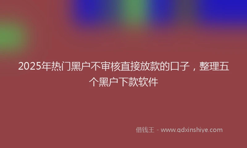2025年热门黑户不审核直接放款的口子，整理五个黑户下款软件