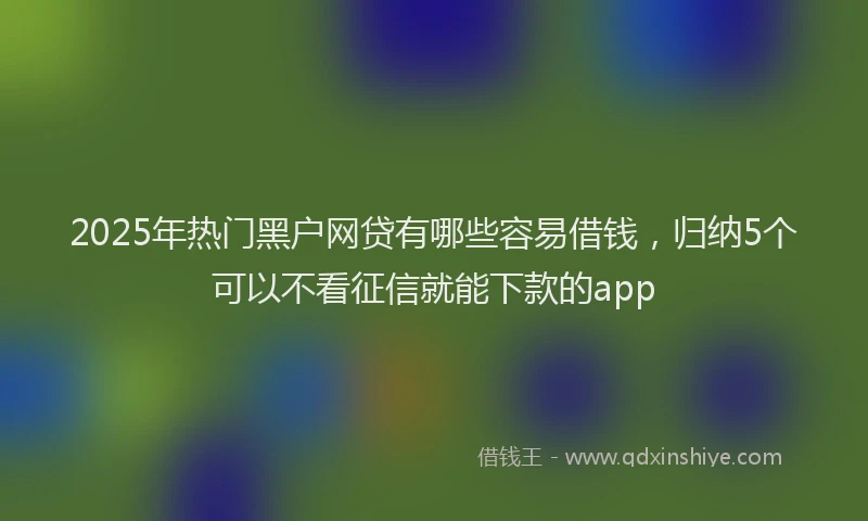 2025年热门黑户网贷有哪些容易借钱，归纳5个可以不看征信就能下款的app