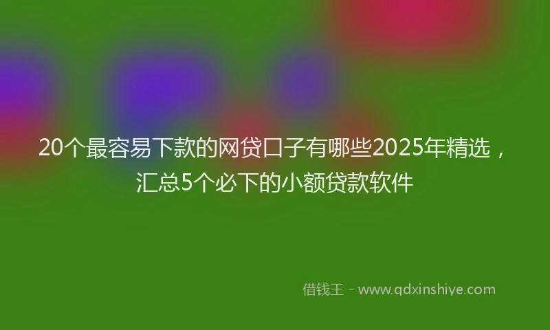 20个最容易下款的网贷口子有哪些2025年精选，汇总5个必下的小额贷款软件
