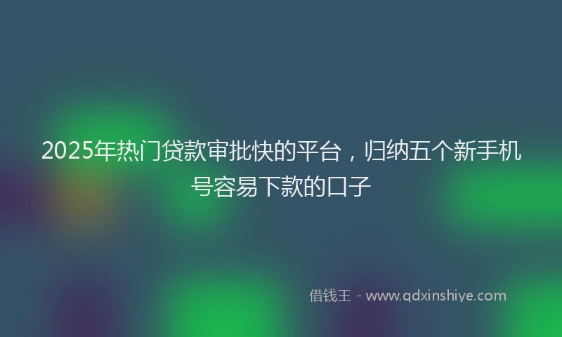 2025年热门贷款审批快的平台，归纳五个新手机号容易下款的口子