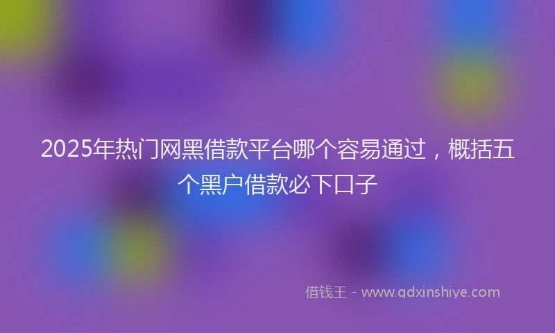 2025年热门网黑借款平台哪个容易通过，概括五个黑户借款必下口子