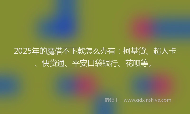 2025年的魔借不下款怎么办有：柯基贷、超人卡、快贷通、平安口袋银行、花呗等。
