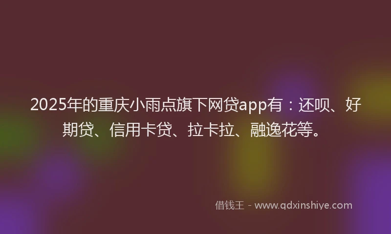 2025年的重庆小雨点旗下网贷app有：还呗、好期贷、信用卡贷、拉卡拉、融逸花等。