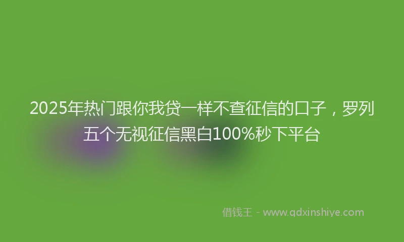 2025年热门跟你我贷一样不查征信的口子，罗列五个无视征信黑白100%秒下平台