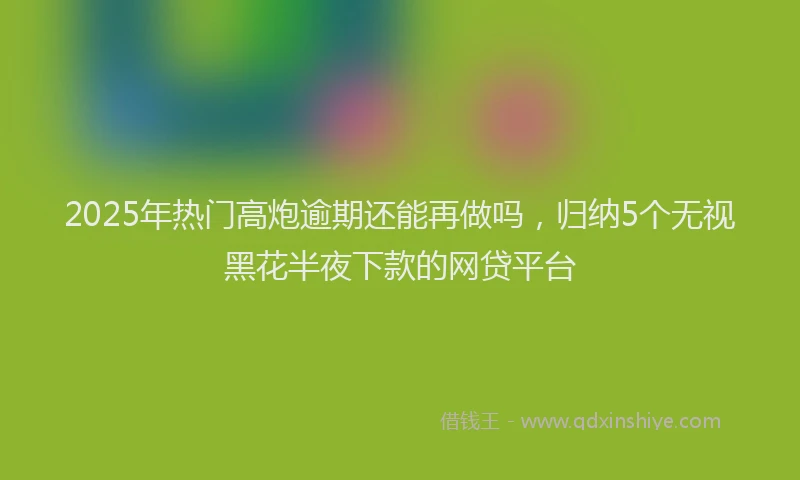2025年热门高炮逾期还能再做吗，归纳5个无视黑花半夜下款的网贷平台