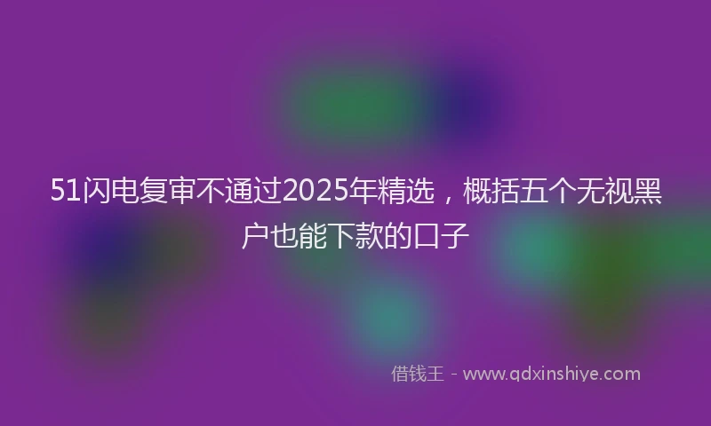51闪电复审不通过2025年精选，概括五个无视黑户也能下款的口子
