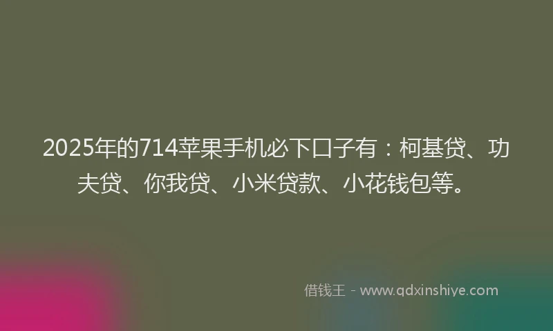2025年的714苹果手机必下口子有：柯基贷、功夫贷、你我贷、小米贷款、小花钱包等。