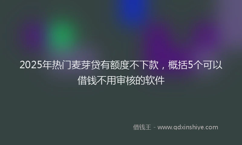 2025年热门麦芽贷有额度不下款，概括5个可以借钱不用审核的软件