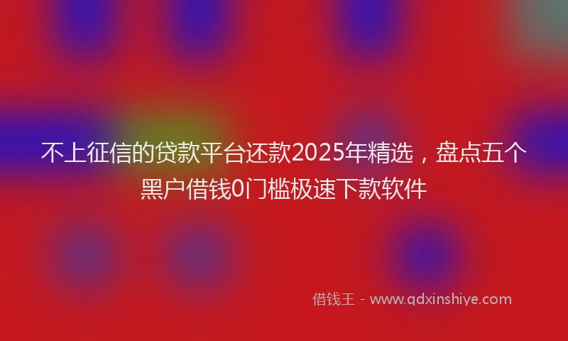 不上征信的贷款平台还款2025年精选，盘点五个黑户借钱0门槛极速下款软件