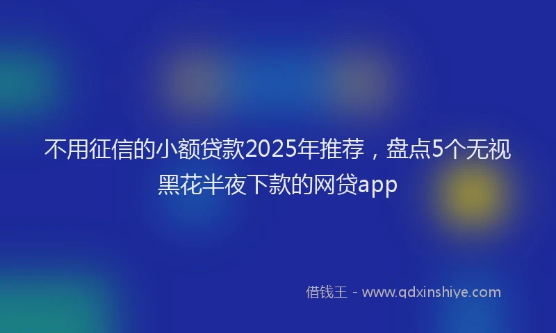 不用征信的小额贷款2025年推荐，盘点5个无视黑花半夜下款的网贷app