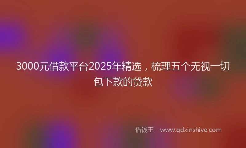 3000元借款平台2025年精选，梳理五个无视一切包下款的贷款