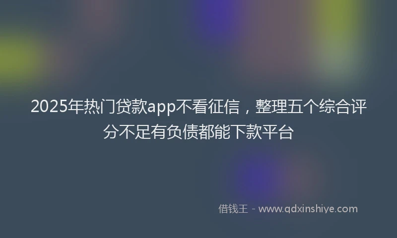 2025年热门贷款app不看征信，整理五个综合评分不足有负债都能下款平台
