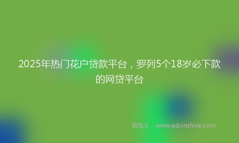 2025年热门花户贷款平台，罗列5个18岁必下款的网贷平台
