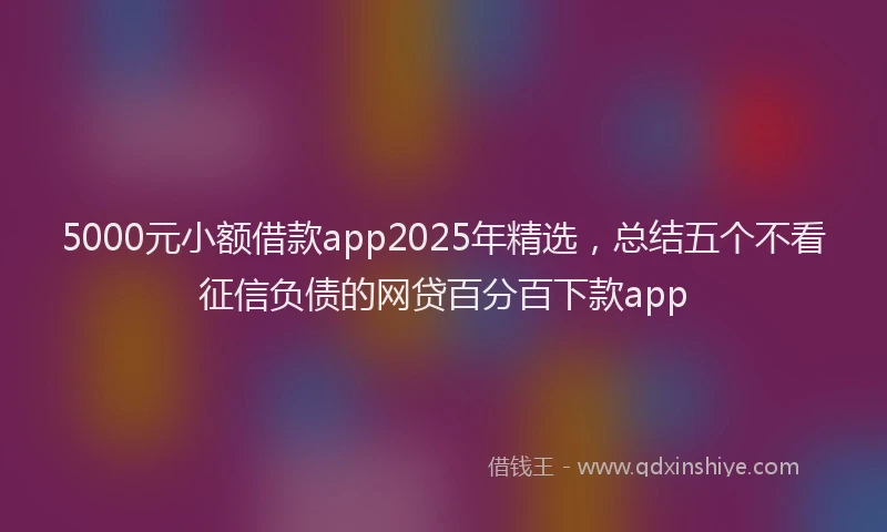 5000元小额借款app2025年精选，总结五个不看征信负债的网贷百分百下款app
