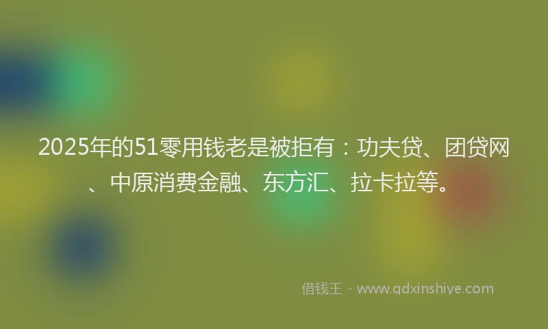 2025年的51零用钱老是被拒有：功夫贷、团贷网、中原消费金融、东方汇、拉卡拉等。