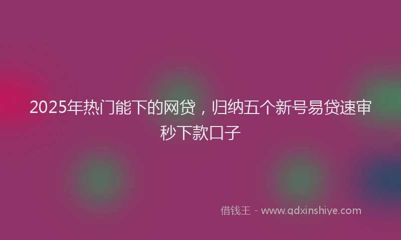 2025年热门能下的网贷，归纳五个新号易贷速审秒下款口子