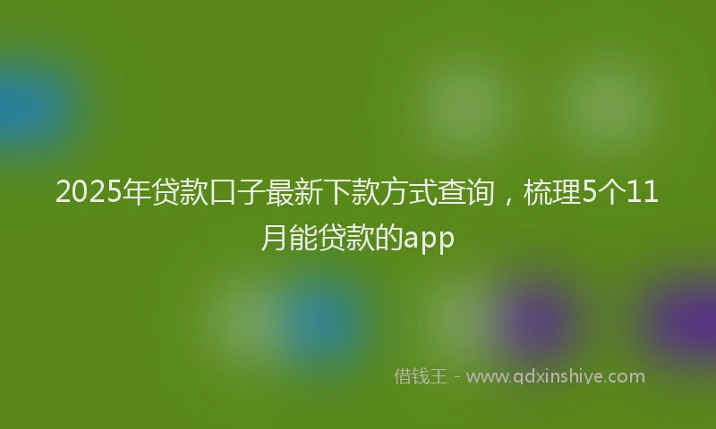 2025年贷款口子最新下款方式查询，梳理5个11月能贷款的app