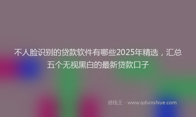 不人脸识别的贷款软件有哪些2025年精选，汇总五个无视黑白的最新贷款口子