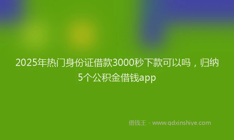 2025年热门身份证借款3000秒下款可以吗，归纳5个公积金借钱app