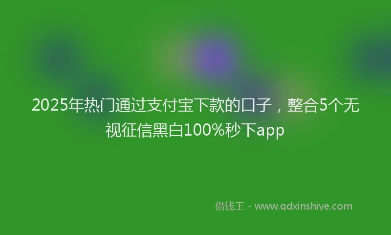2025年热门通过支付宝下款的口子，整合5个无视征信黑白100%秒下app