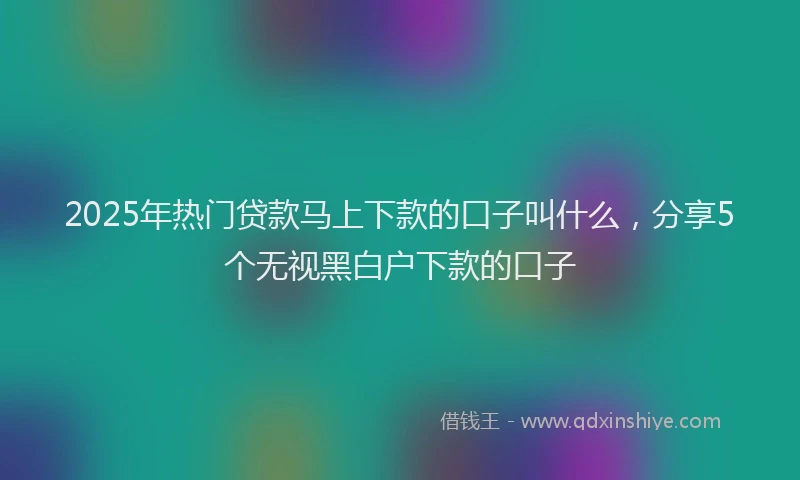 2025年热门贷款马上下款的口子叫什么，分享5个无视黑白户下款的口子