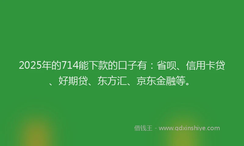 2025年的714能下款的口子有：省呗、信用卡贷、好期贷、东方汇、京东金融等。